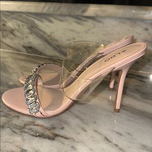 Aldo Size 9‎ Nude Heels with Crystal Embellishments